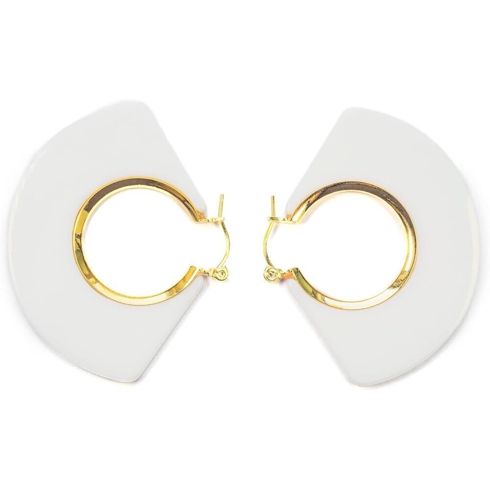 White 04 Gold Plated Dangle Drop Geometric Statement Jewelry for Women Teen